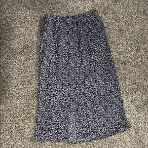 dip Black Midi Skirt with Tiny Lavender Floral Print